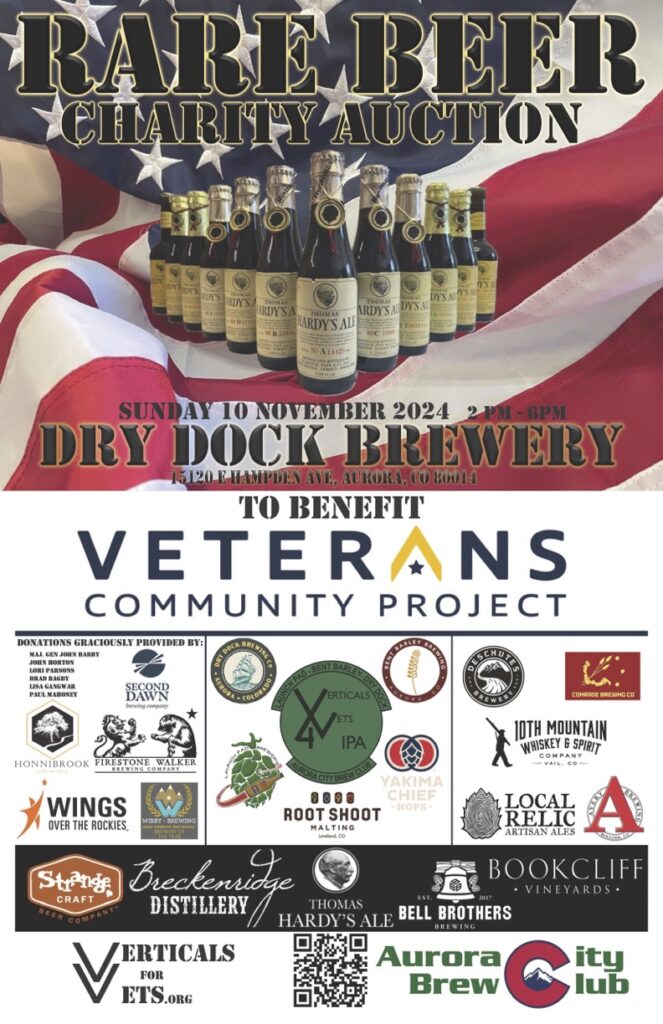 Verticals for Veterans 2024 rare beer auction flyer